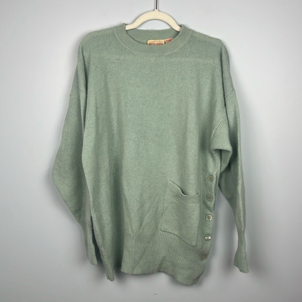 Cos Cob Womenâs Large Longline Button Detail Vintage Angora Blend Sweater